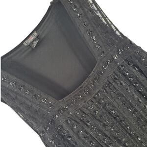 Pyramid Collection Black Beaded Midi Dress Y2K Goth Whimsy Plus Size